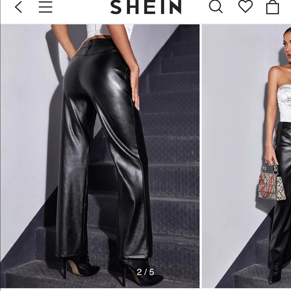 HIGH WAIST PU LEATHER STRAIGHT LEG PANTS